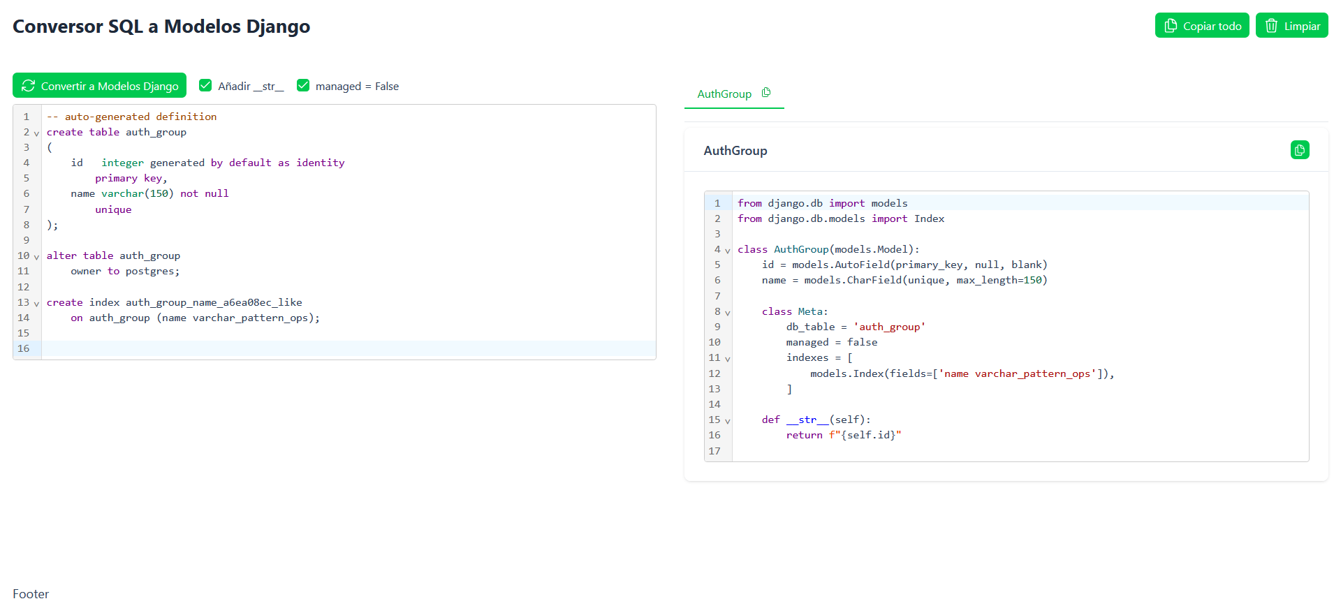 Conversor SQL a Modelos Django